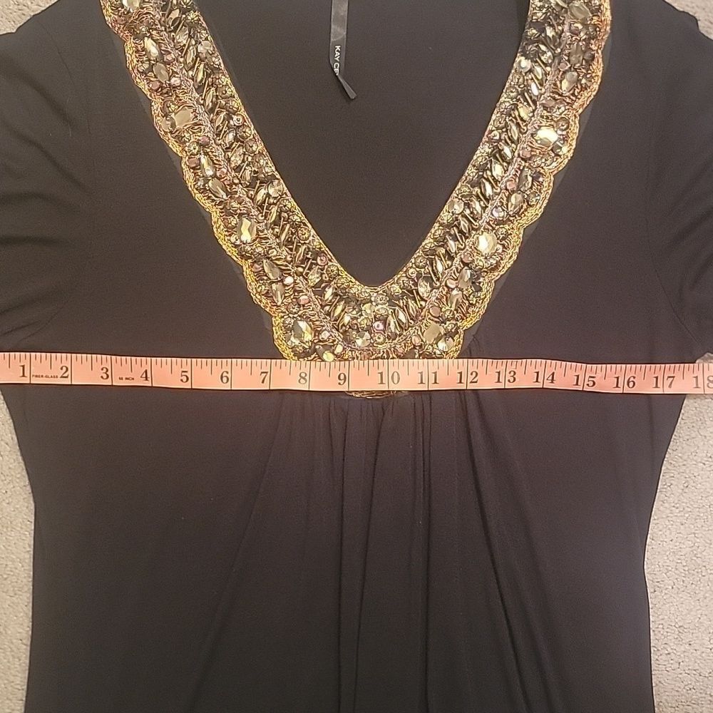Kay Celine Embellished Black Women's Top Sz Med - Picture 5 of 10
